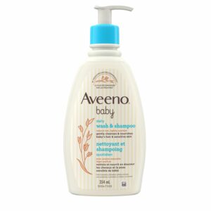 Aveeno Baby Daily Wash & Shampooing pour cheveux de bébé et peau sensible Nettoyant à l'avoine naturelle Sans parabène et sans phtalate