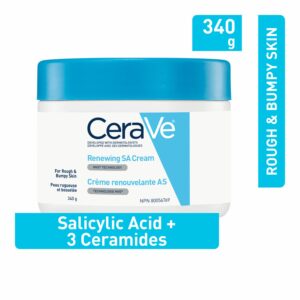 CeraVe Crème à l'acide salicylique pour les peaux rugueuses et bosselées | Crème pour le corps à la vitamine D et à l'acide hyaluronique | Sans parfum