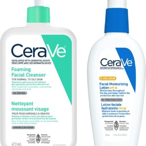 CeraVe Daily Face Cleanser and Facial Moisturizer Bundle (ensemble de nettoyants et d'hydratants pour le visage)