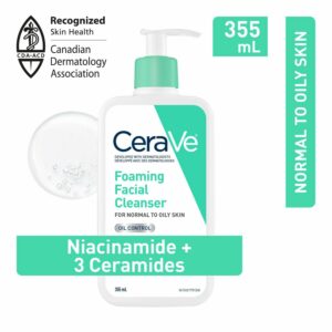 CeraVe Nettoyant moussant doux pour le visage avec niacinamide acide hyaluronique