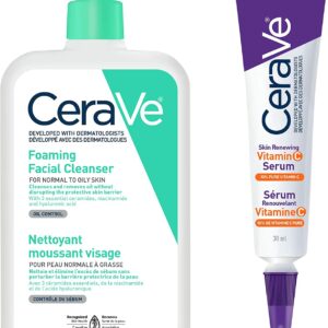 CeraVe Nettoyant moussant quotidien pour le visage et sérum à la vitamine C